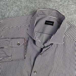 Ermenegildo Zegna Mens Shirt Striped Cotton Long Sleeve Made in Italy Button Up